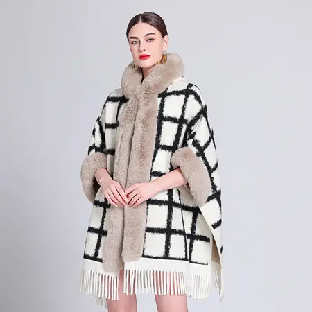 Fringed Hooded Poncho detail
