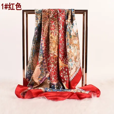 Women's Silk Vintage Scarf Shawl – 90 × 90 cm detail