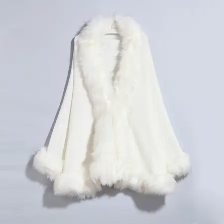 Faux Fur Knit Poncho detail