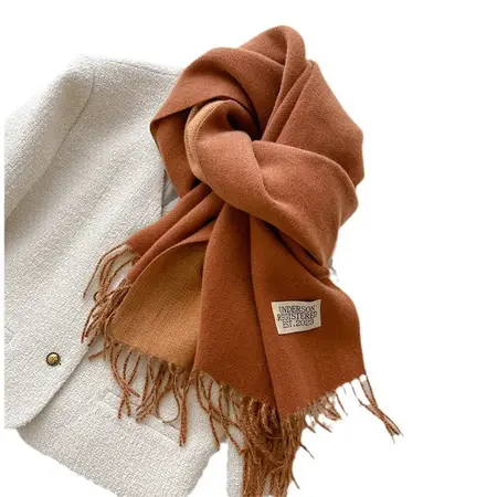Faux Cashmere Solid Color Reversible Scarf Shawl – 200 × 70 cm detail