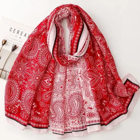 Silk Floral Paisley Scarf Shawl – 180 × 90 cm detail