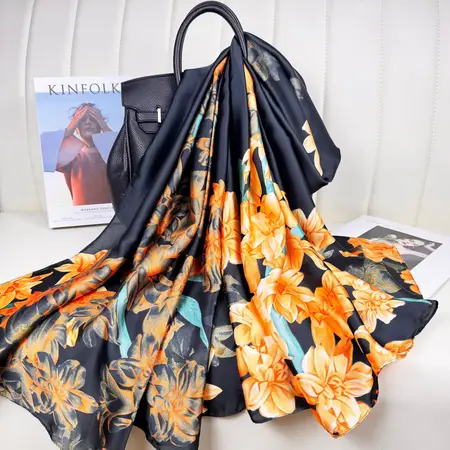 Silk Floral Vintage Scarf Shawl