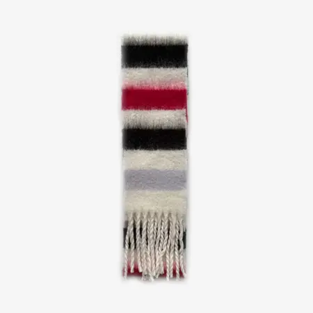 Women's 70% Wool Colorblock Striped Fringed Narrow Scarf Shawl – 220 × 14 cm detail