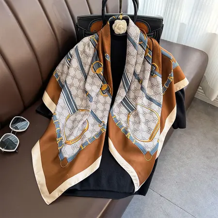 Silk Printed Scarf Shawl – 90 × 90 cm detail