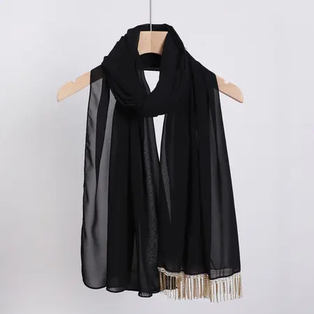 Chiffon Fringed Hijab detail