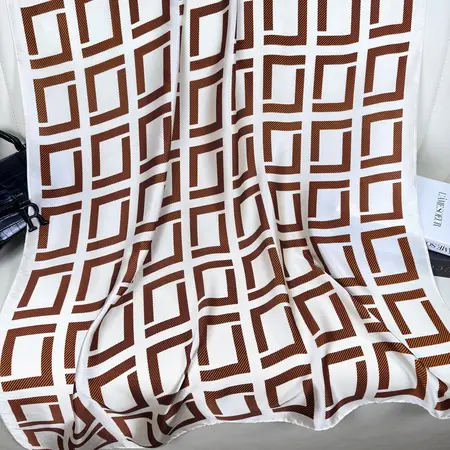 Silk Geometric Printed Lightweight Scarf Shawl detail