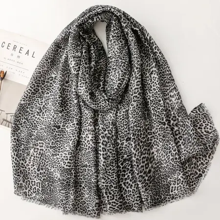 Cotton Leopard Print Printed Scarf Shawl – 180 × 88 cm