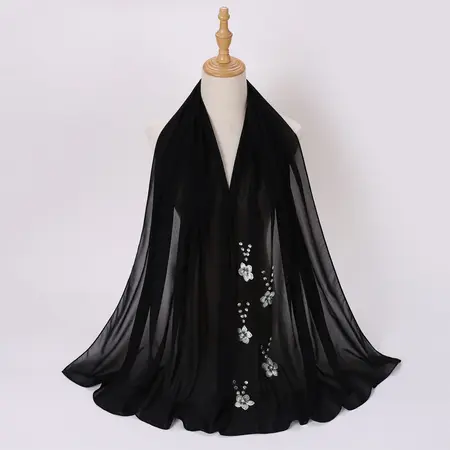 Women's Chiffon Floral Headscarf detail