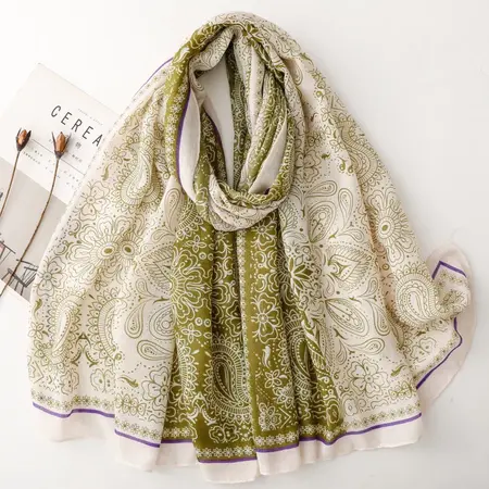Silk Floral Paisley Scarf Shawl – 180 × 90 cm detail