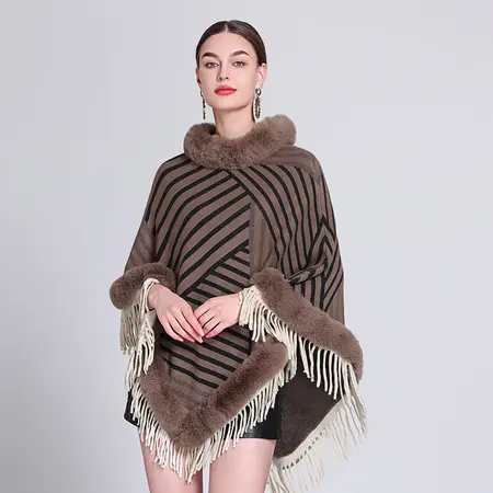 Knit Fringed Poncho detail
