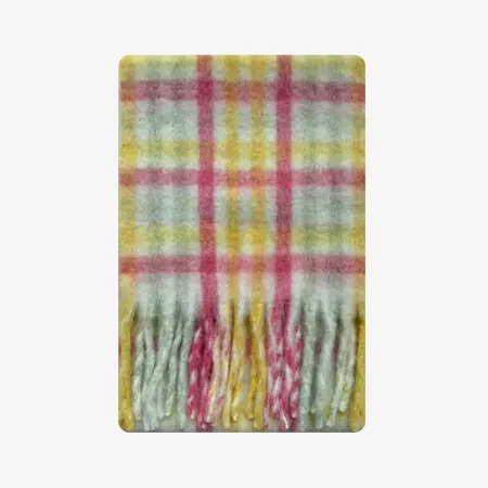 Women's Wool Blend Plaid Rainbow Scarf Shawl – 220 × 40 cm detail