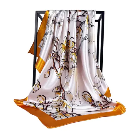 Floral Printed Vintage Headscarf – 90 × 90 cm