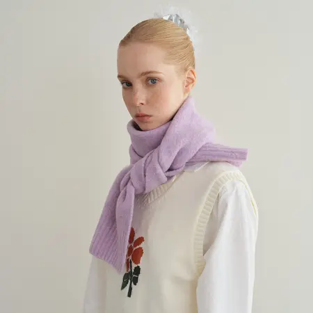 Women's 30% Wool Solid Color Knit Scarf Shawl – 160 × 20 cm detail