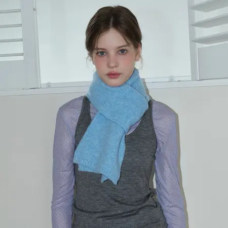 Women's 35% Wool Solid Color Floral Knit Scarf Shawl – 160 × 20 cm detail