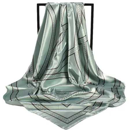 Women's Silk Striped Scarf Shawl – 90 × 90 cm detail