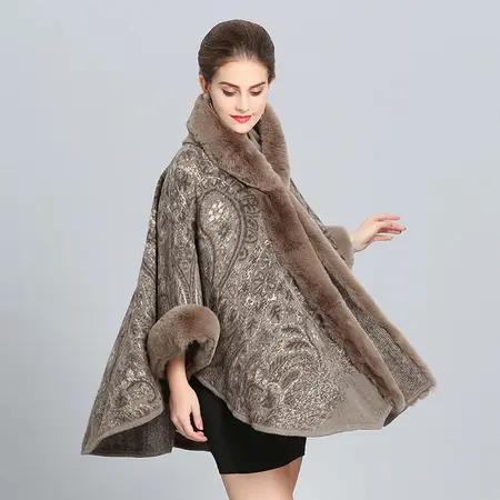 Faux Fur Hooded Poncho