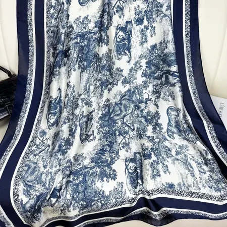Silk Floral Headscarf – 90 × 180cm detail