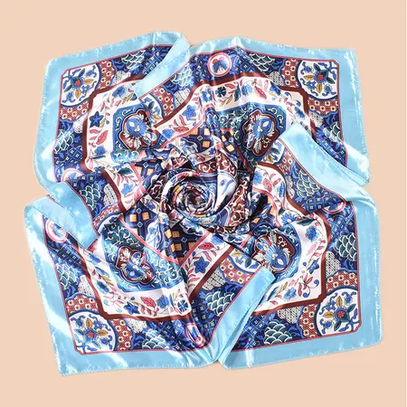 Silk Floral Scarf Shawl – 90 × 90 cm detail
