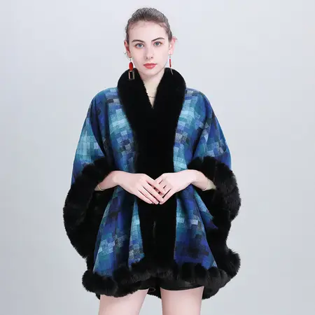 Plaid Knit Poncho