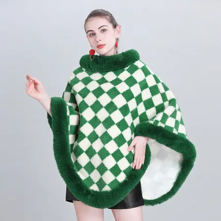 Plaid Knit Poncho