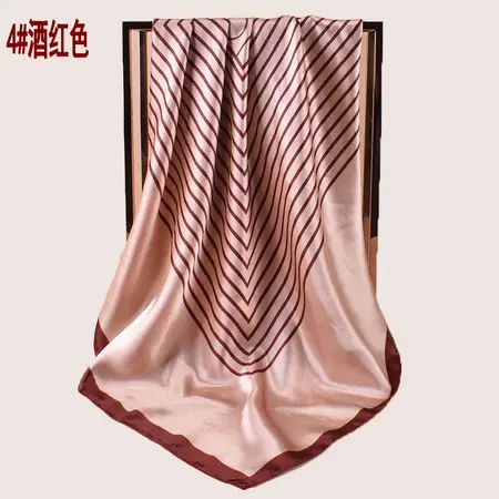 Women's Silk Striped Scarf Shawl – 90 × 90 cm detail