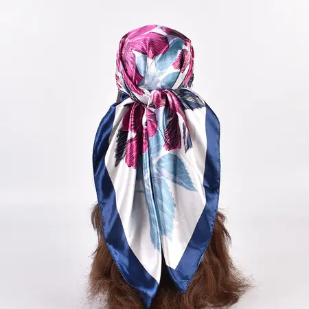 Silk Floral Printed Scarf Shawl – 90 × 90 cm detail