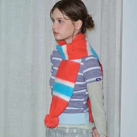 Women's Wool Blend Striped Knit Brushed Scarf Shawl – 145 × 15 cm detail