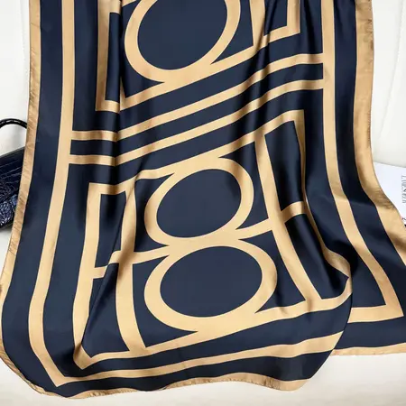 Silk Geometric Printed Lightweight Scarf Shawl detail