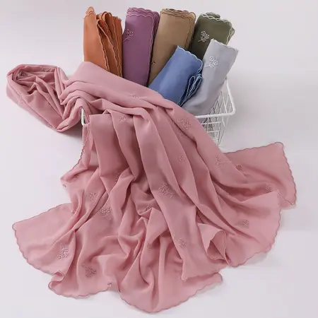 Chiffon Embroidered Hijab detail