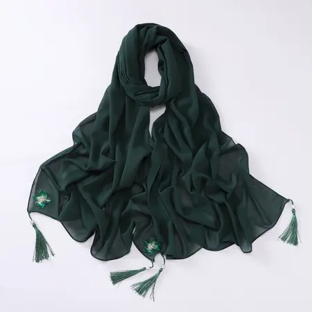 Chiffon Fringed Hijab detail