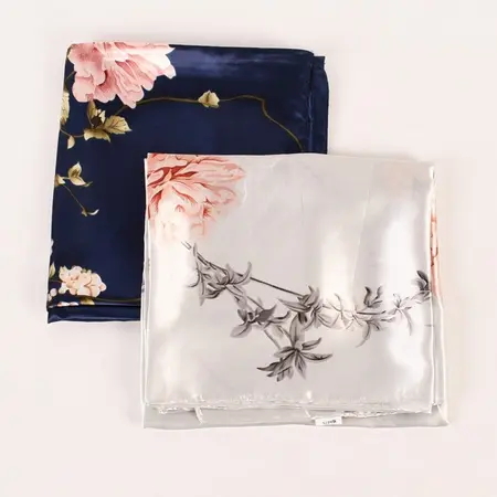 Silk Floral Scarf Shawl – 90 × 90 cm detail
