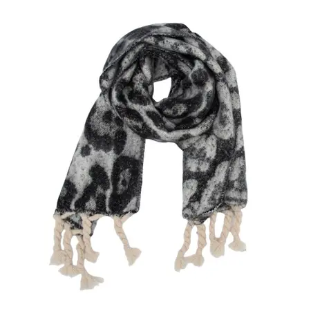 Leopard Print Jacquard Fringed Printed Scarf Shawl – 200 × 43 cm + 15 cm fringe detail