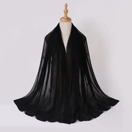 Chiffon Embroidered Hijab detail