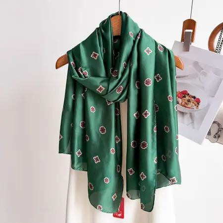 Silk Floral Scarf Shawl – 90 × 180cm detail