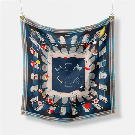 Silk Geometric Printed Scarf Shawl – 53 × 53 cm detail