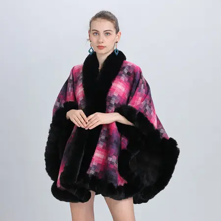 Plaid Knit Poncho detail