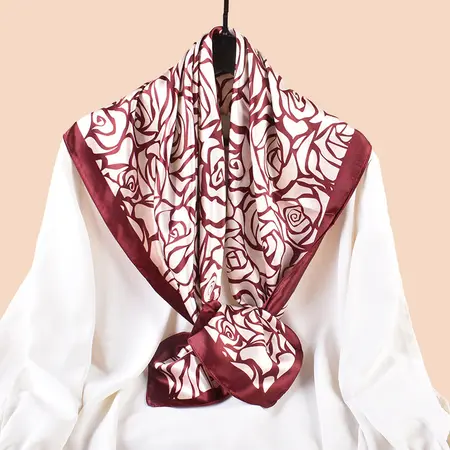 Silk Vintage Scarf Shawl – 90 × 90 cm