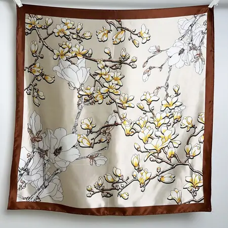 Floral Printed Vintage Headscarf – 90 × 90 cm detail