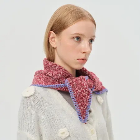 Women's Wool Blend Floral Knit Scarf Shawl – 110 × 40 cm detail