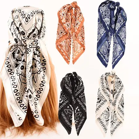 Silk Floral Paisley Scarf Shawl – 90 × 90 cm