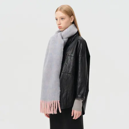 Women's Wool Blend Fringed Scarf Shawl – 200 × 30 cm detail