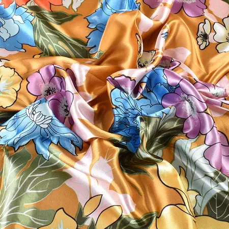 Silk Floral Headscarf – 90 × 90 cm detail