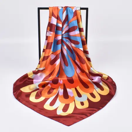 Silk Floral Scarf Shawl – 90 × 90 cm detail