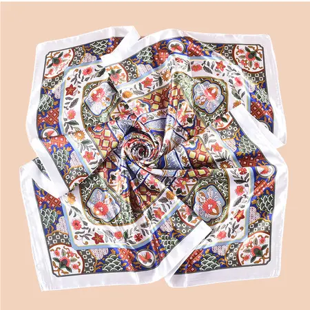 Silk Floral Scarf Shawl – 90 × 90 cm detail
