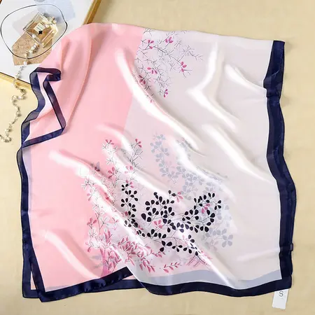 Silk Colorblock Floral Scarf Shawl – 90 × 180cm detail