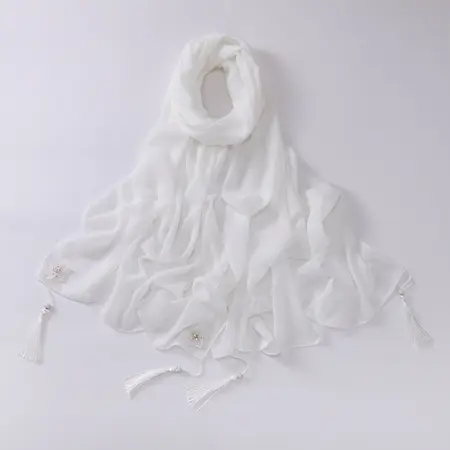 Chiffon Fringed Hijab detail