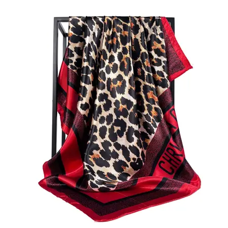 Silk Leopard Print Printed Scarf Shawl – 90 × 90 cm detail