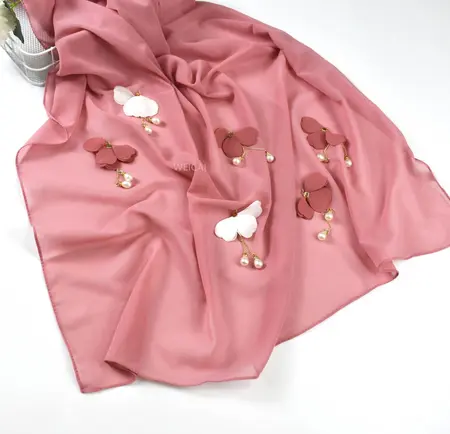 Women's Chiffon Floral Hijab detail