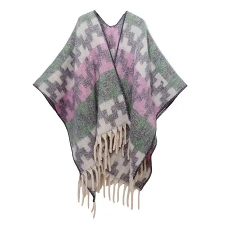 Jacquard Fringed Scarf Shawl – 165 × 125 cm + 12 cm fringe detail