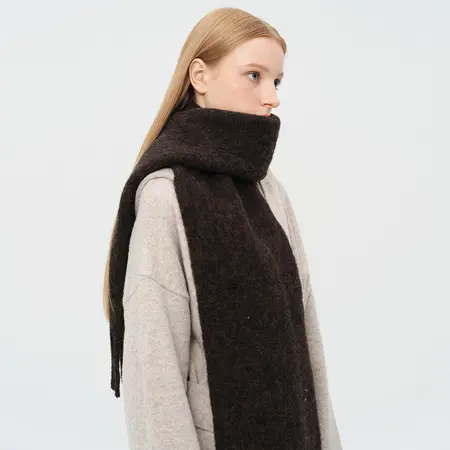 Women's Wool Solid Color Floral Scarf Shawl – 210 × 25 cm detail